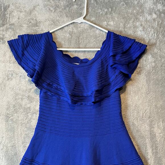 ELIZA J Off The Shoulder Fit & Flare Dress Size Small Blue New - Picture 5 of 7